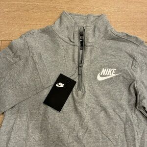 NWT Nike Boys Quarter Zip Pullover Gray Heathered Pocket Size L